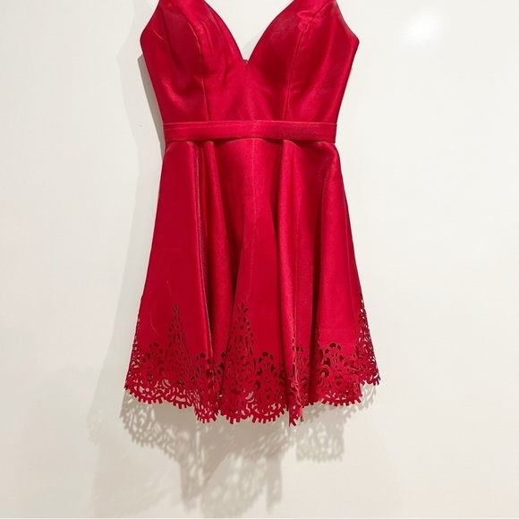 Sherri Hill A-Line Flare Formal Red Dress S50678 - Picture 7 of 13